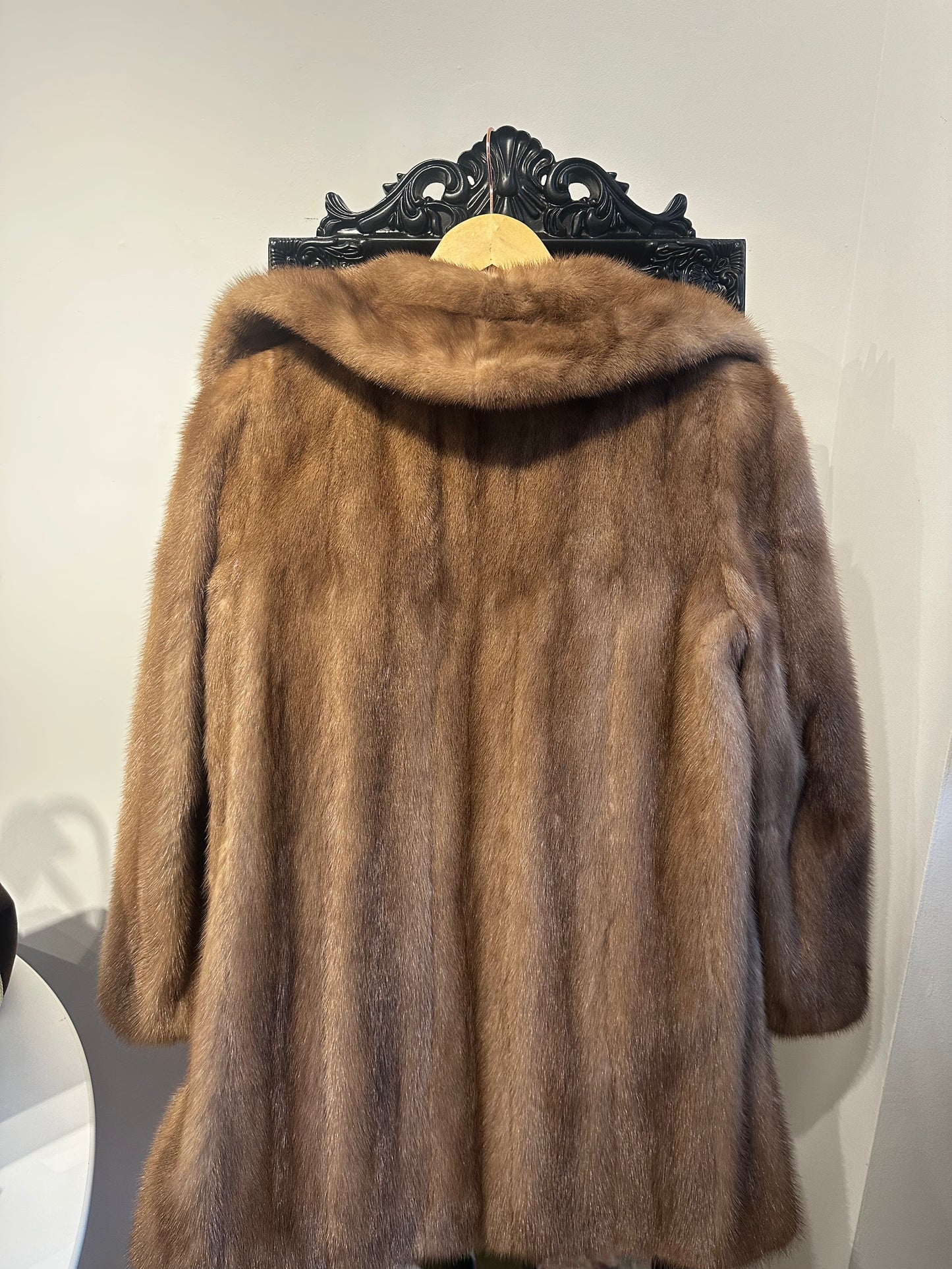 Brown Mink Knee Length Coat