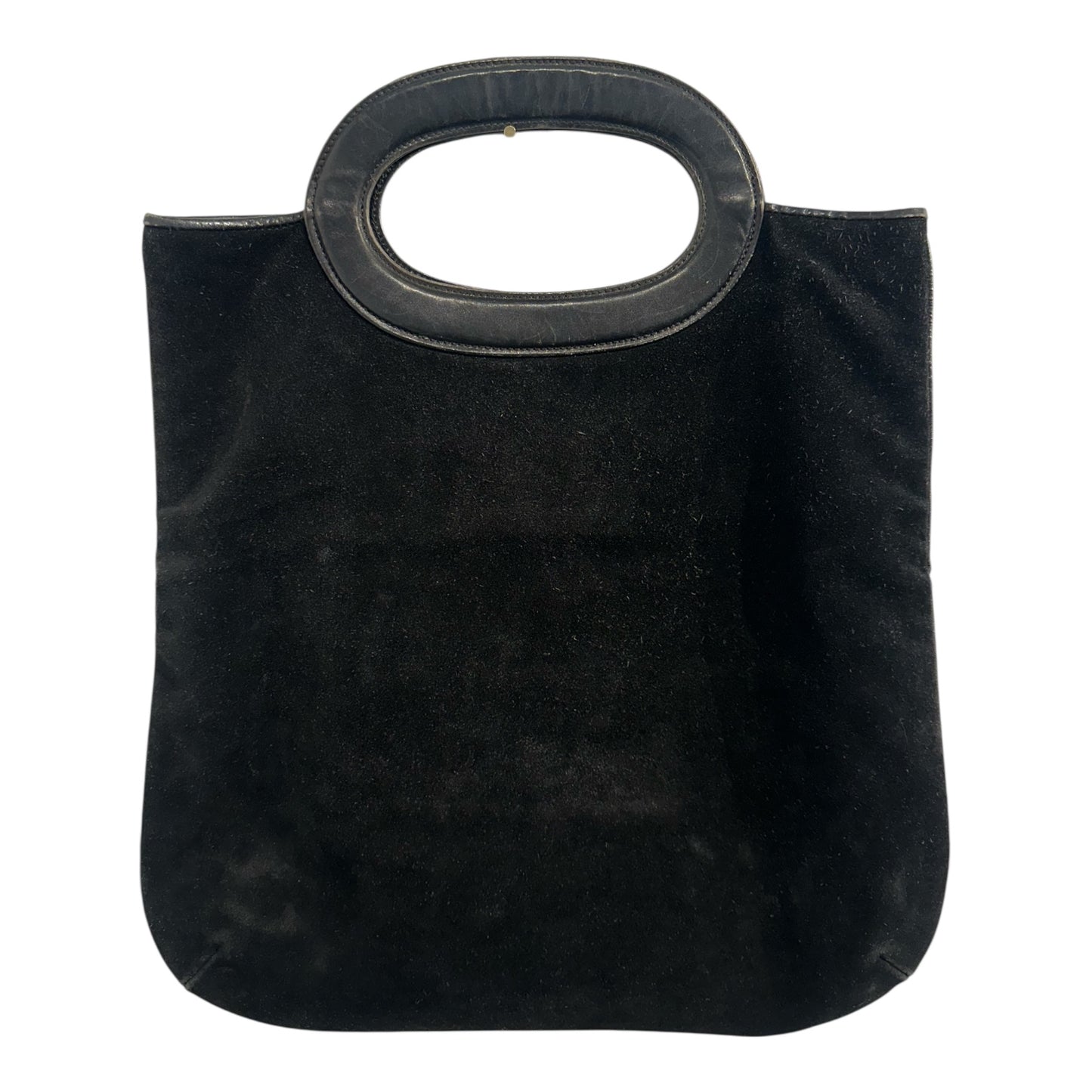 Celine Black Suede and Black Leather Tote with Gold Hardware