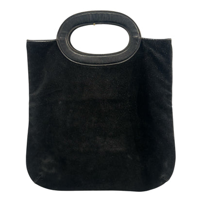 Celine Black Suede and Black Leather Tote with Gold Hardware