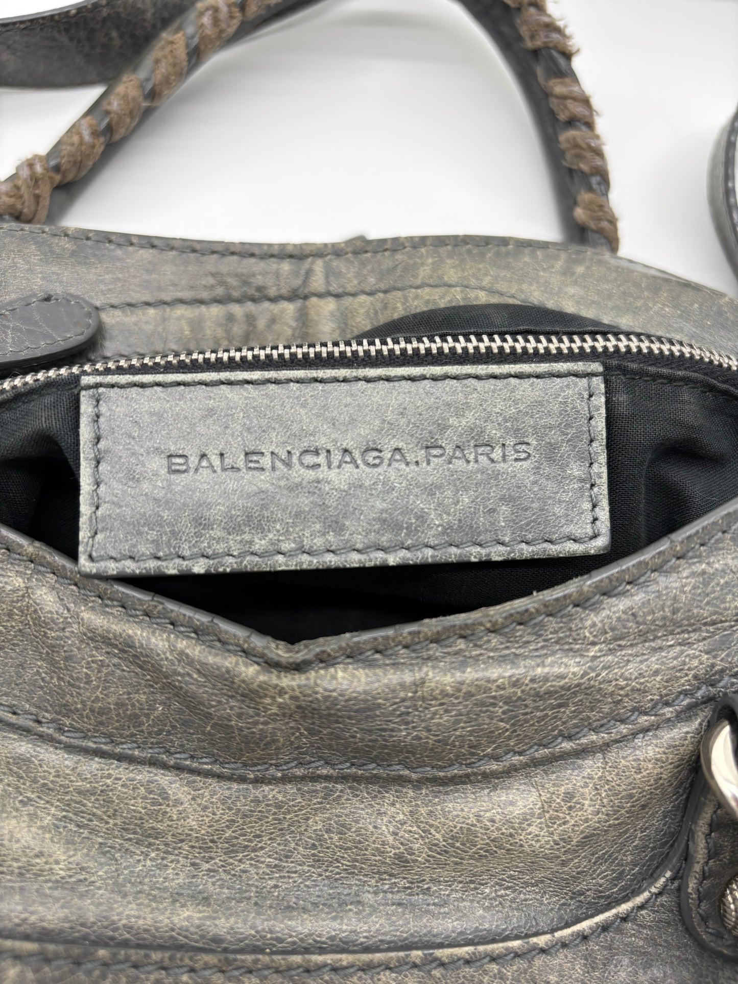 Balenciaga Grey Leather City Bag small with Silver Hardware (strap included)