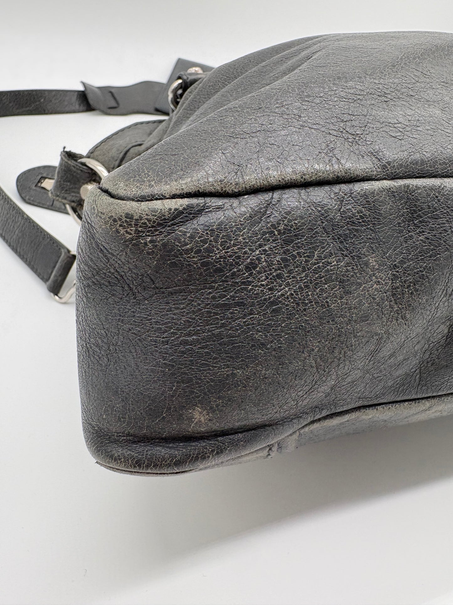 Balenciaga Grey Leather City Bag small with Silver Hardware (strap included)