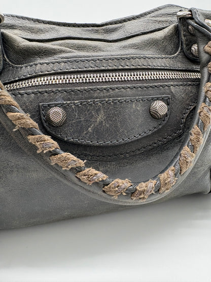 Balenciaga Grey Leather City Bag small with Silver Hardware (strap included)