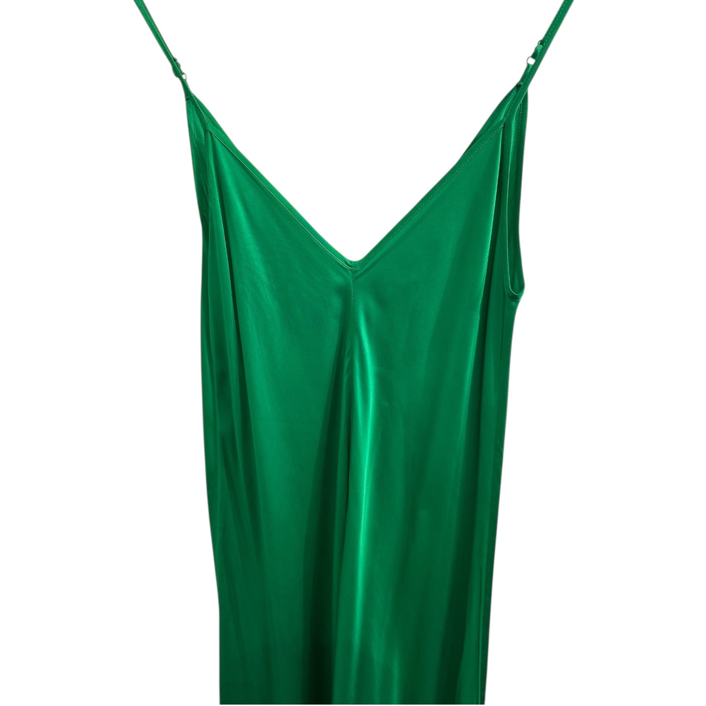 Silk emerald green maxi dress.