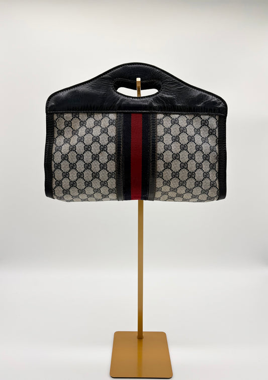 1970s-1980s Gucci Sherry Line Navy Leather and Canvas Tote ***SOLD***