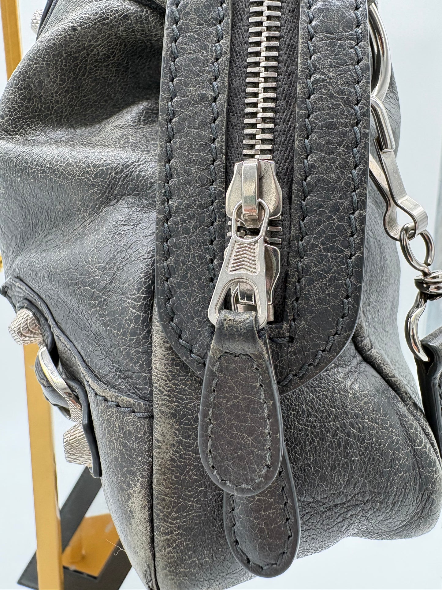 Balenciaga Grey Leather City Bag small with Silver Hardware (strap included)