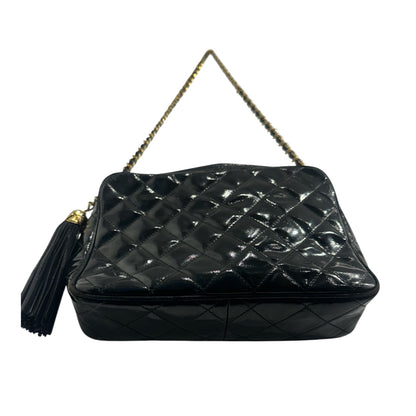 1990s Chanel Black Patent Leather camera bag with gold hardware ***SOLD***