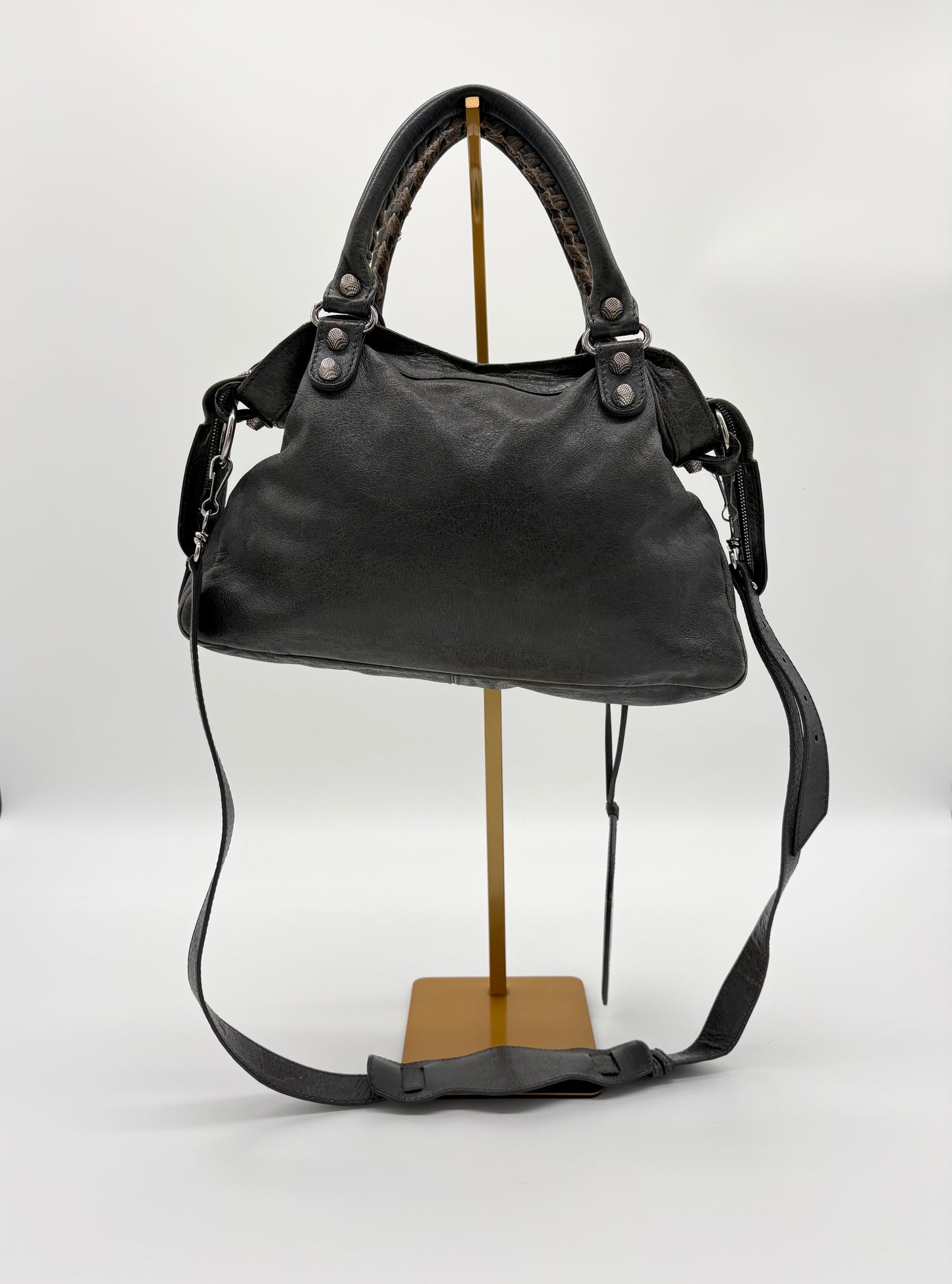 Balenciaga Grey Leather City Bag small with Silver Hardware (strap included)