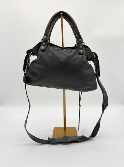 Balenciaga Grey Leather City Bag small with Silver Hardware (strap included)