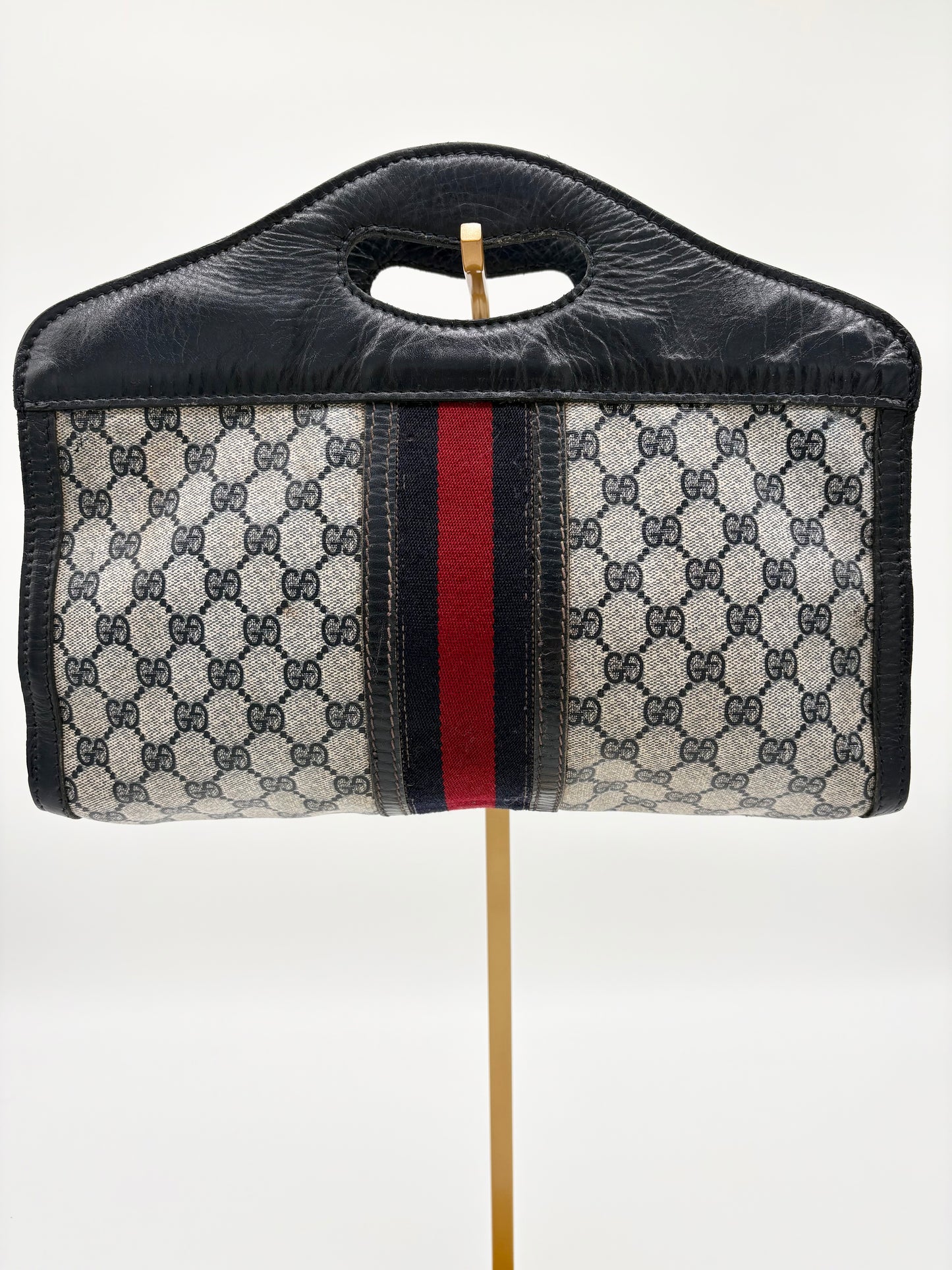 1970s-1980s Gucci Sherry Line Navy Leather and Canvas Tote ***SOLD***