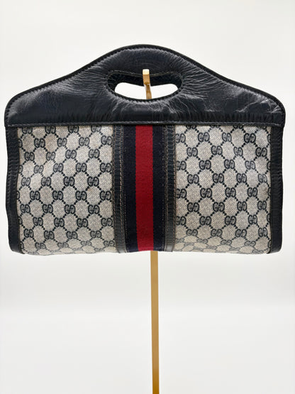 1970s-1980s Gucci Sherry Line Navy Leather and Canvas Tote ***SOLD***