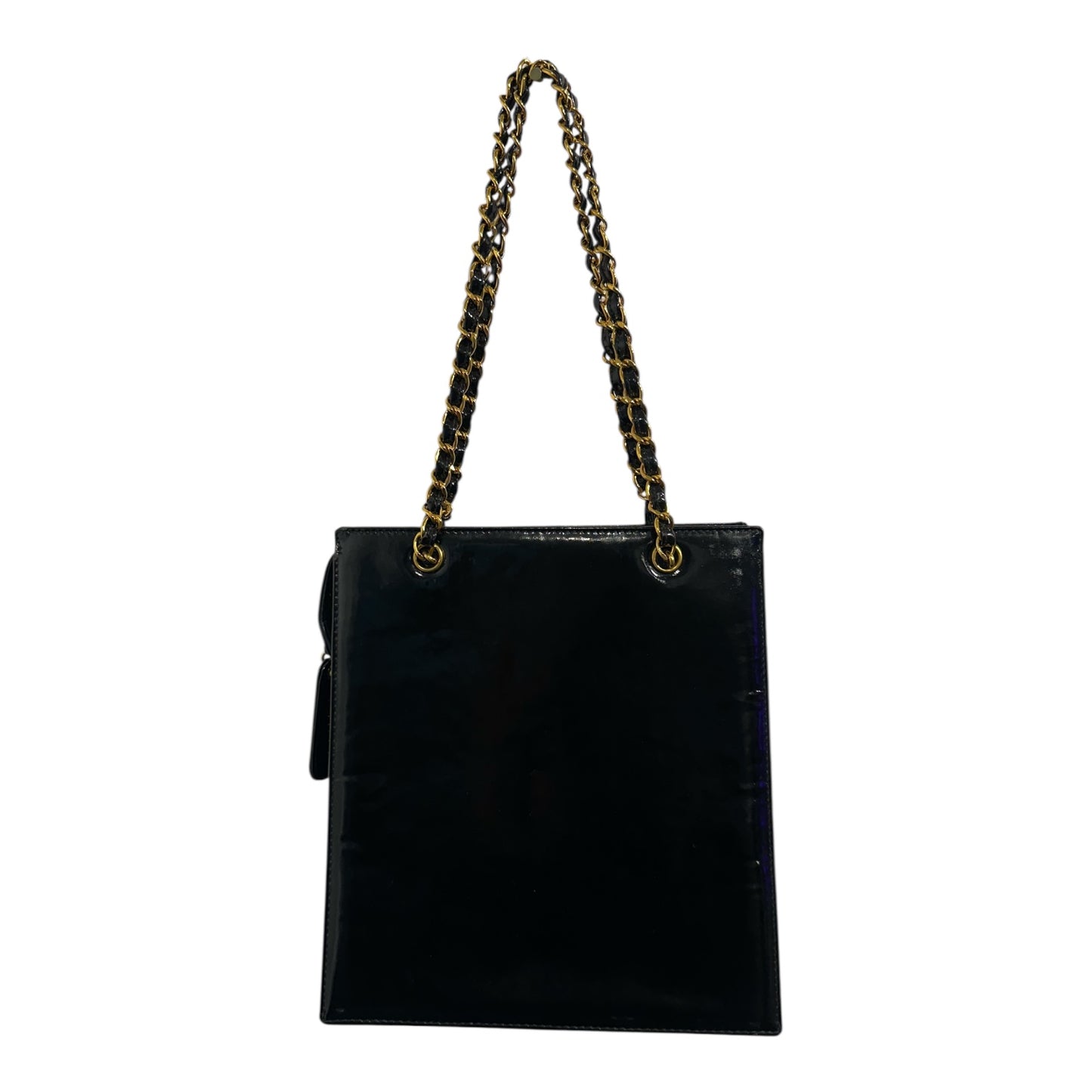 1980s Chanel Black Patent Leather 24K Gold Plated Hardware tote from Karl Lagerfeld era. ***SOLD***