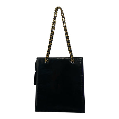 1980s Chanel Black Patent Leather 24K Gold Plated Hardware tote from Karl Lagerfeld era. ***SOLD***