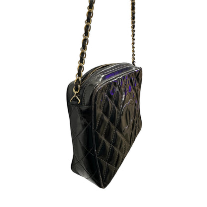 1990s Chanel Black Patent Leather camera bag with gold hardware ***SOLD***