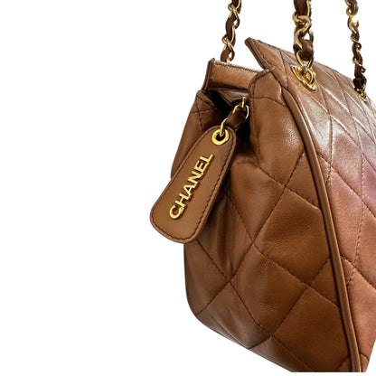 Chanel 1990s Tan Quilted Lambskin Bag with Gold Hardware ***SOLD***