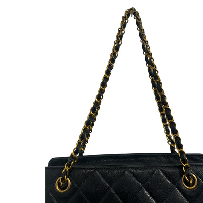 1990s Chanel  Black Caviar Leather shoulder bag