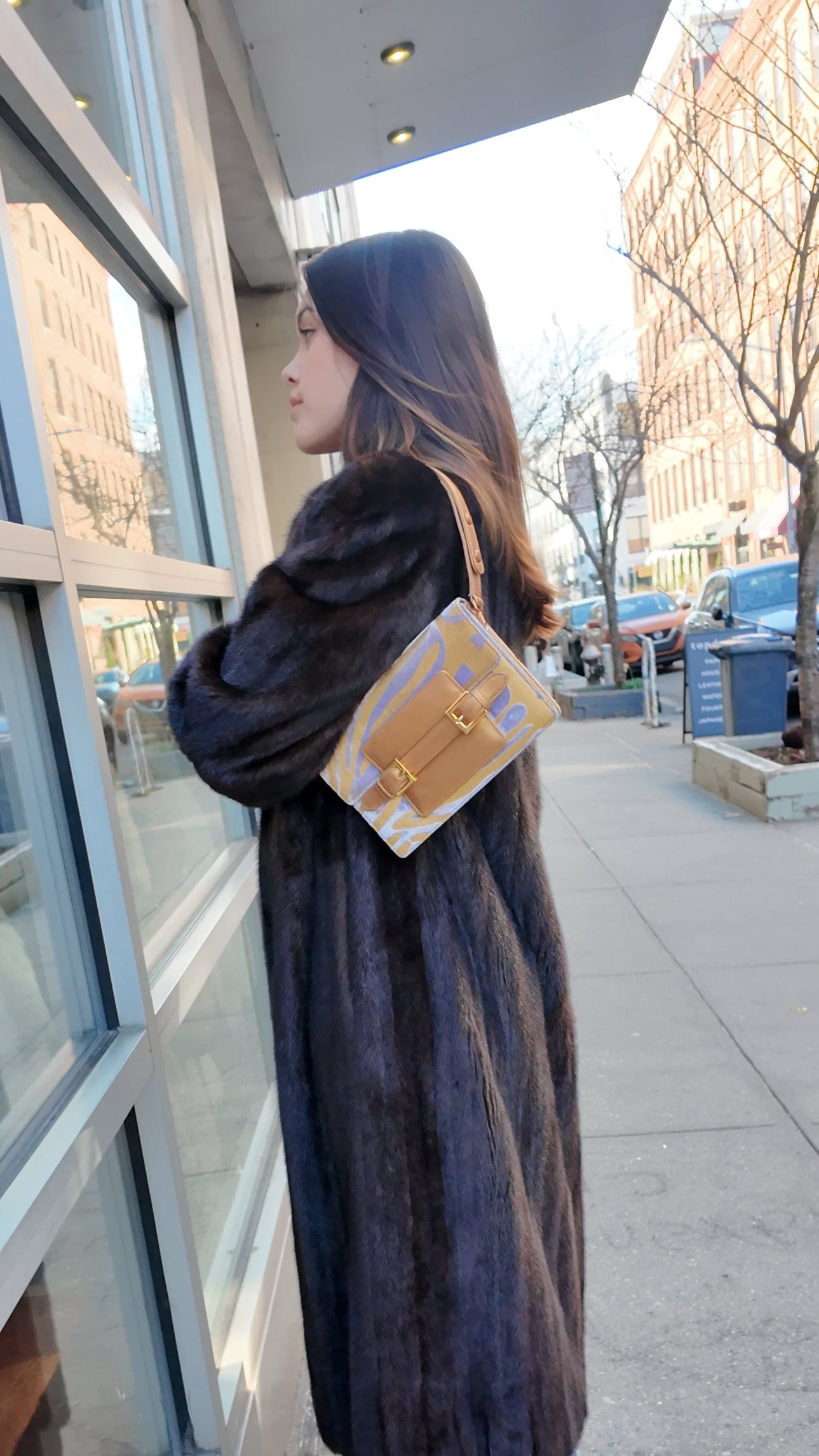 1990s Fendi Lavender and Gold Velvet Animal Print Shoulder Bag
