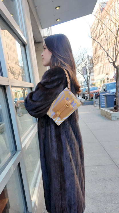 1990s Fendi Lavender and Gold Velvet Animal Print Shoulder Bag
