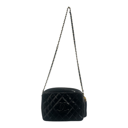 1990s Chanel Black Patent Leather camera bag with gold hardware ***SOLD***