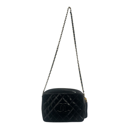 1990s Chanel Black Patent Leather camera bag with gold hardware ***SOLD***