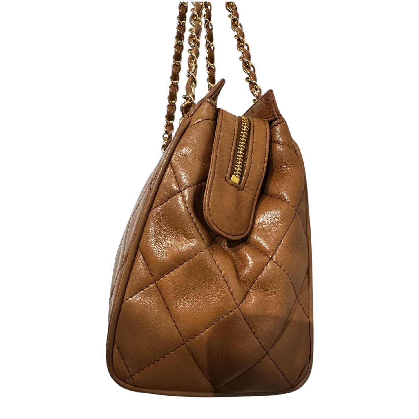 Chanel 1990s Tan Quilted Lambskin Bag with Gold Hardware ***SOLD***
