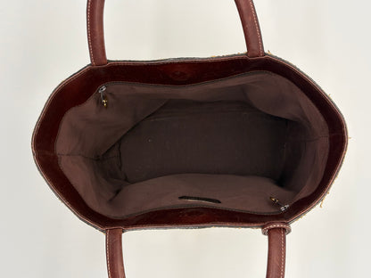 Chanel Raffia and Brown Leather Tote Bag