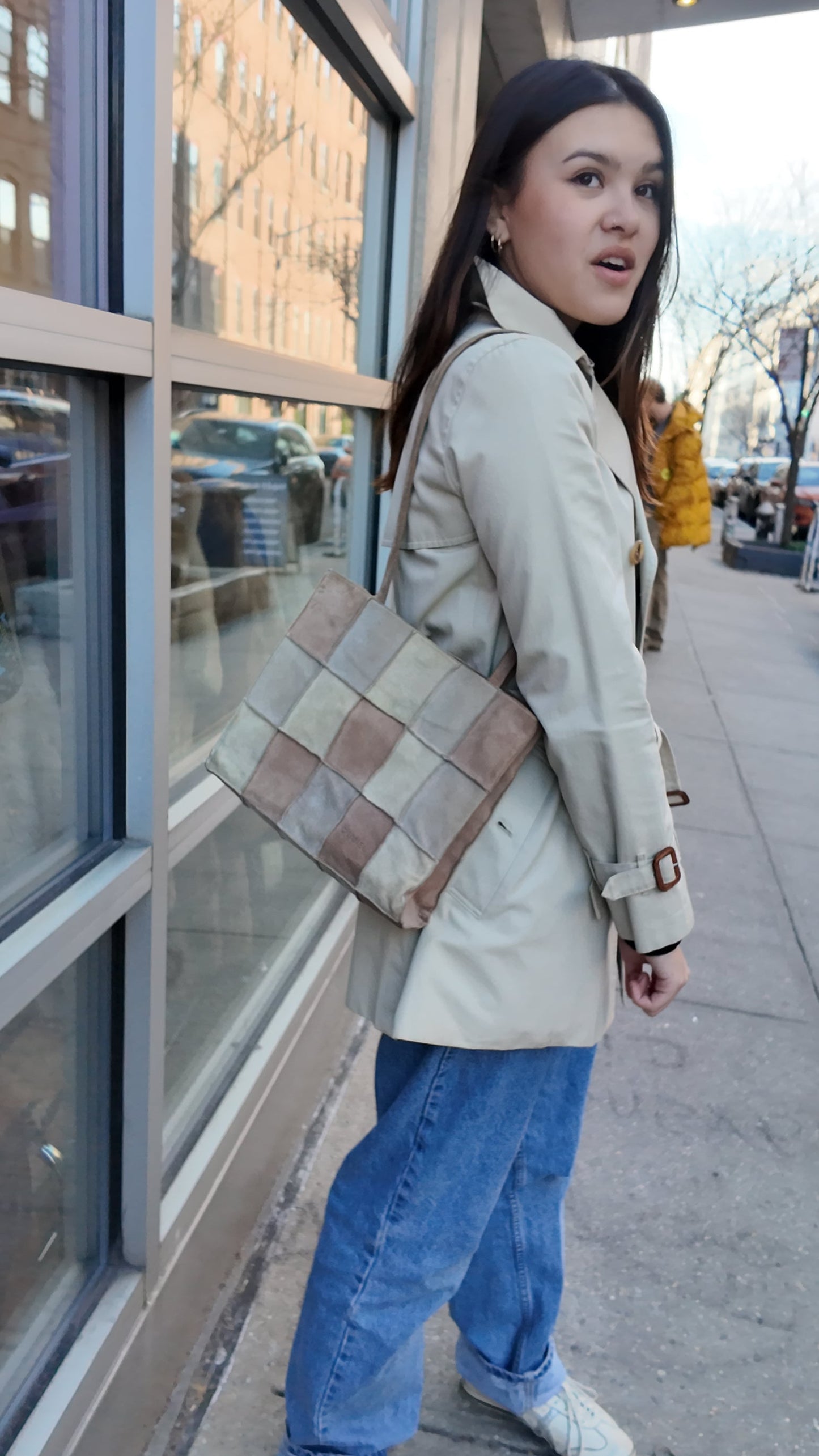 Chanel suede patchwork shoulder bag