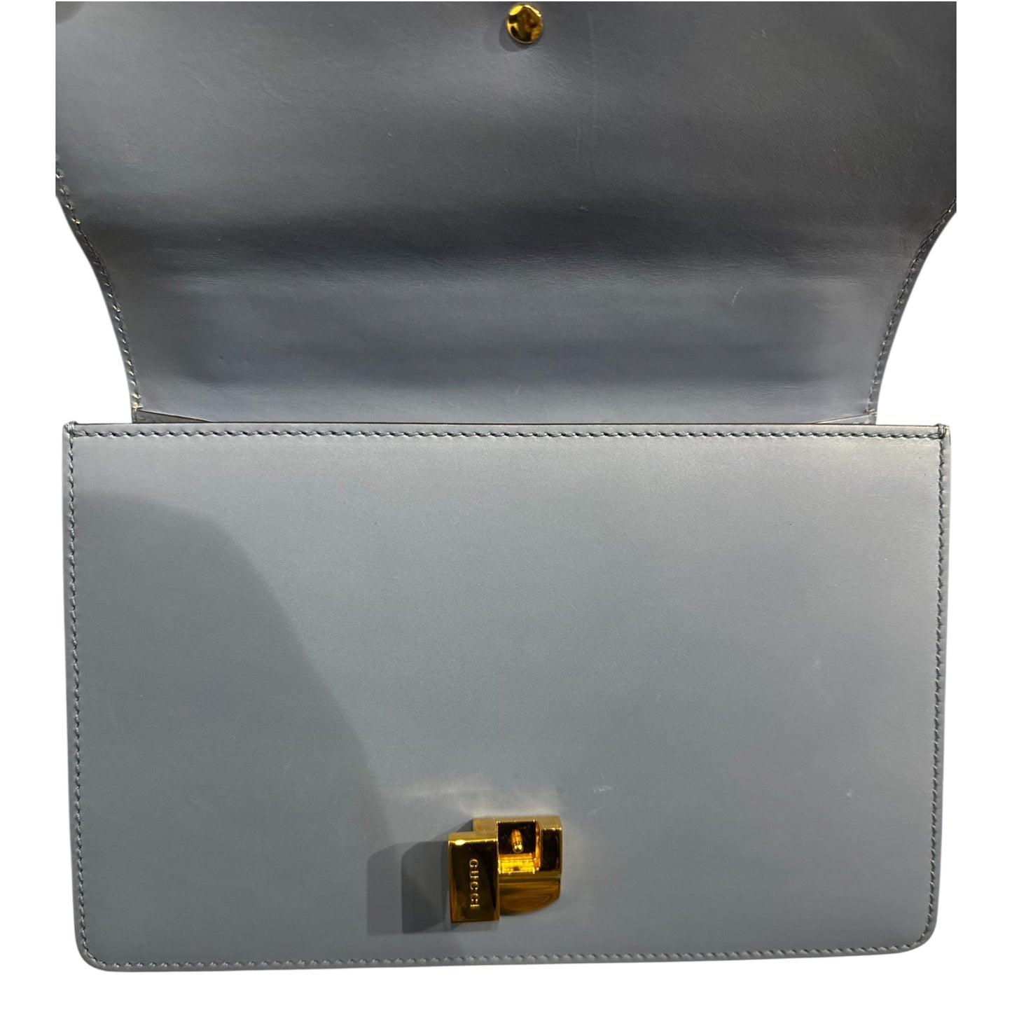 Gucci Sherry Line Blue Leather Bag with Gold Hardware
