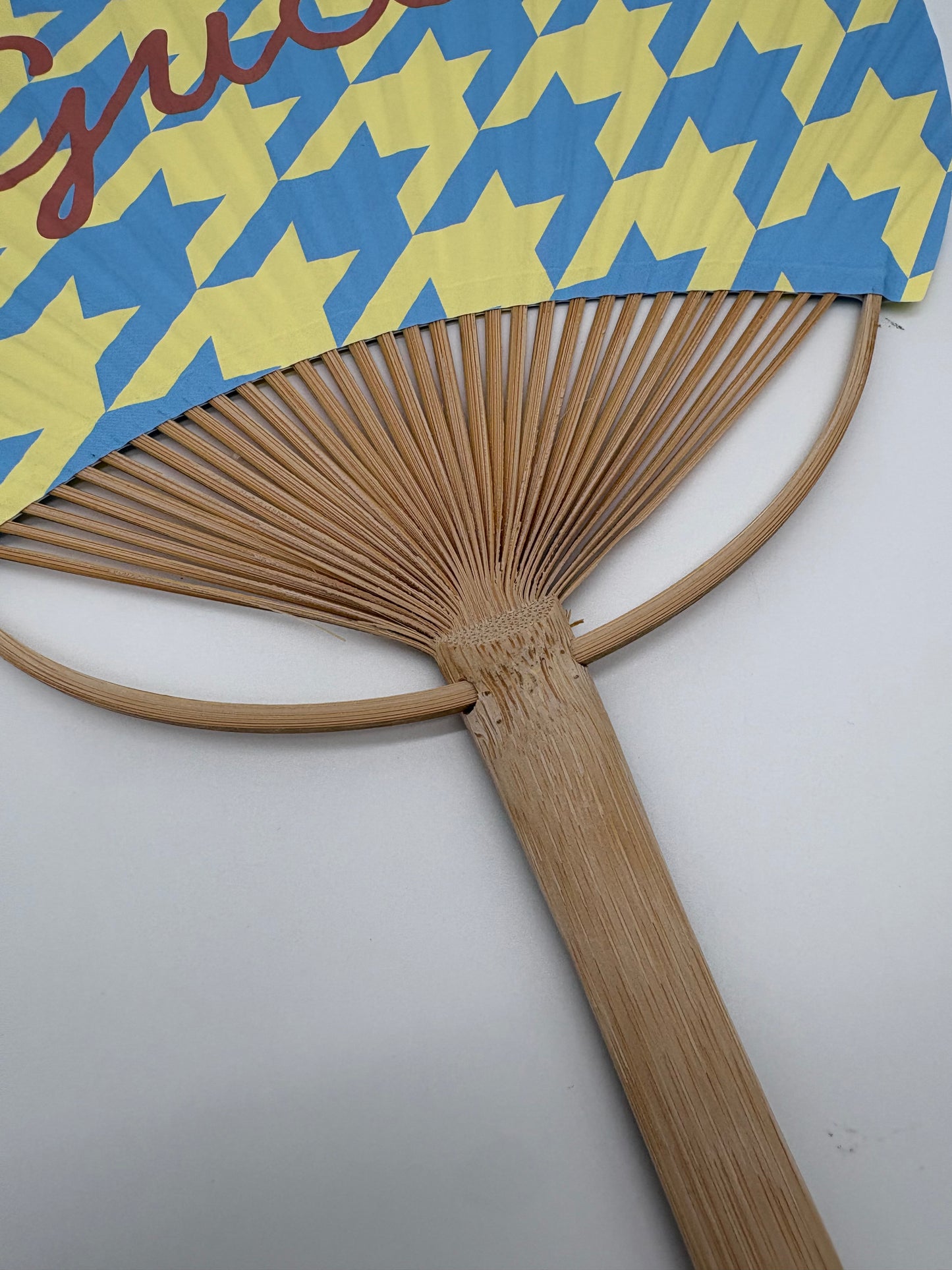Gucci Novelty Yellow Blue Houndstooth Fan