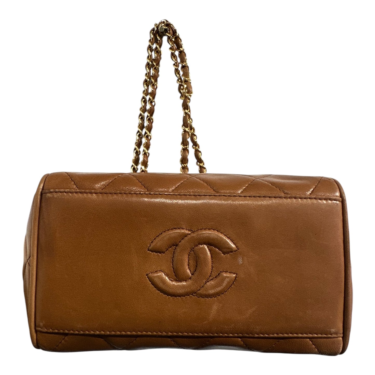 Chanel 1990s Tan Quilted Lambskin Bag with Gold Hardware ***SOLD***