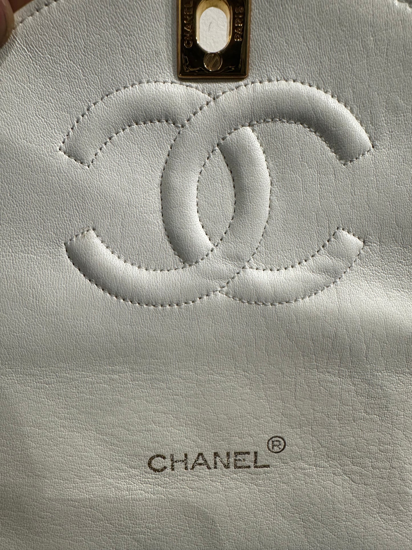 1980s Chanel White Lambskin Diana Flap Bag with 24K gold hardware from Karl Lagerfeld era.***SOLD***