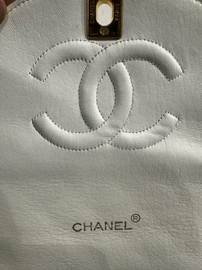 1980s Chanel White Lambskin Diana Flap Bag with 24K gold hardware from Karl Lagerfeld era.***SOLD***