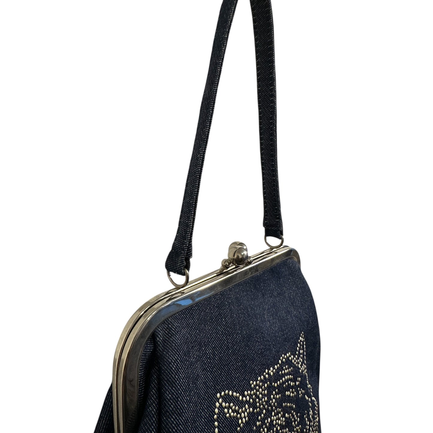 2000s Chloe Denim Kisslock purse with sequin Tiger Head from the Phoebe Philo Era. **SOLD**