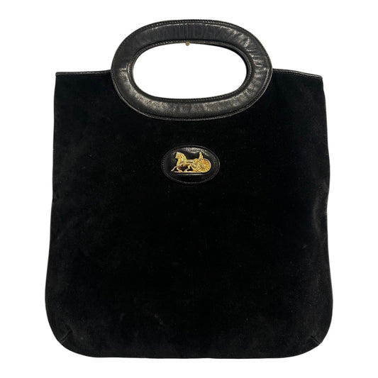 Celine Black Suede and Black Leather Tote with Gold Hardware
