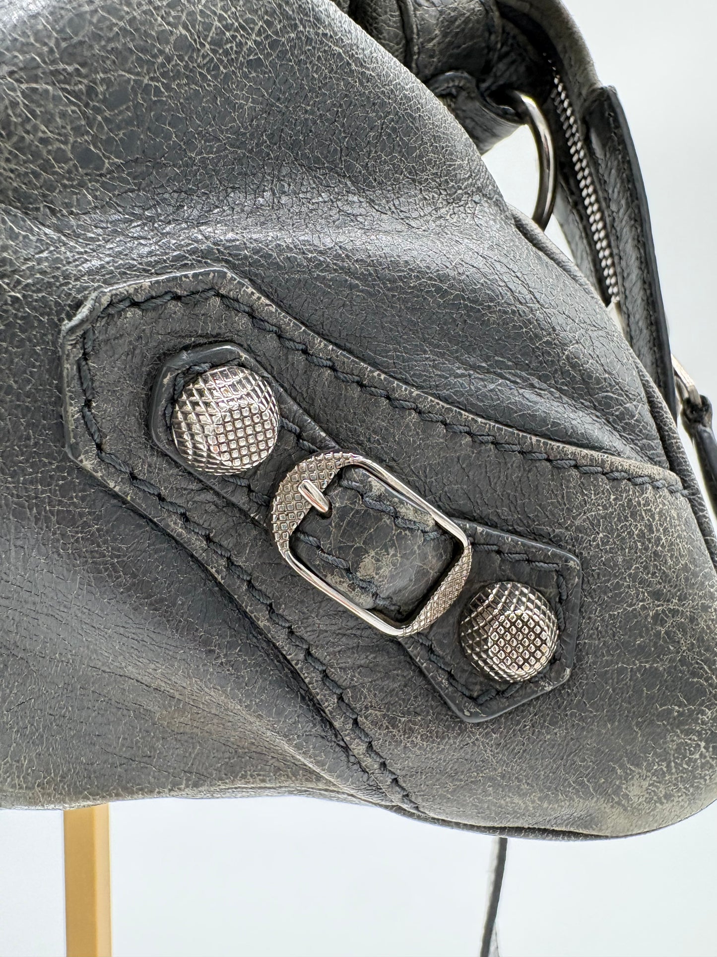 Balenciaga Grey Leather City Bag small with Silver Hardware (strap included)