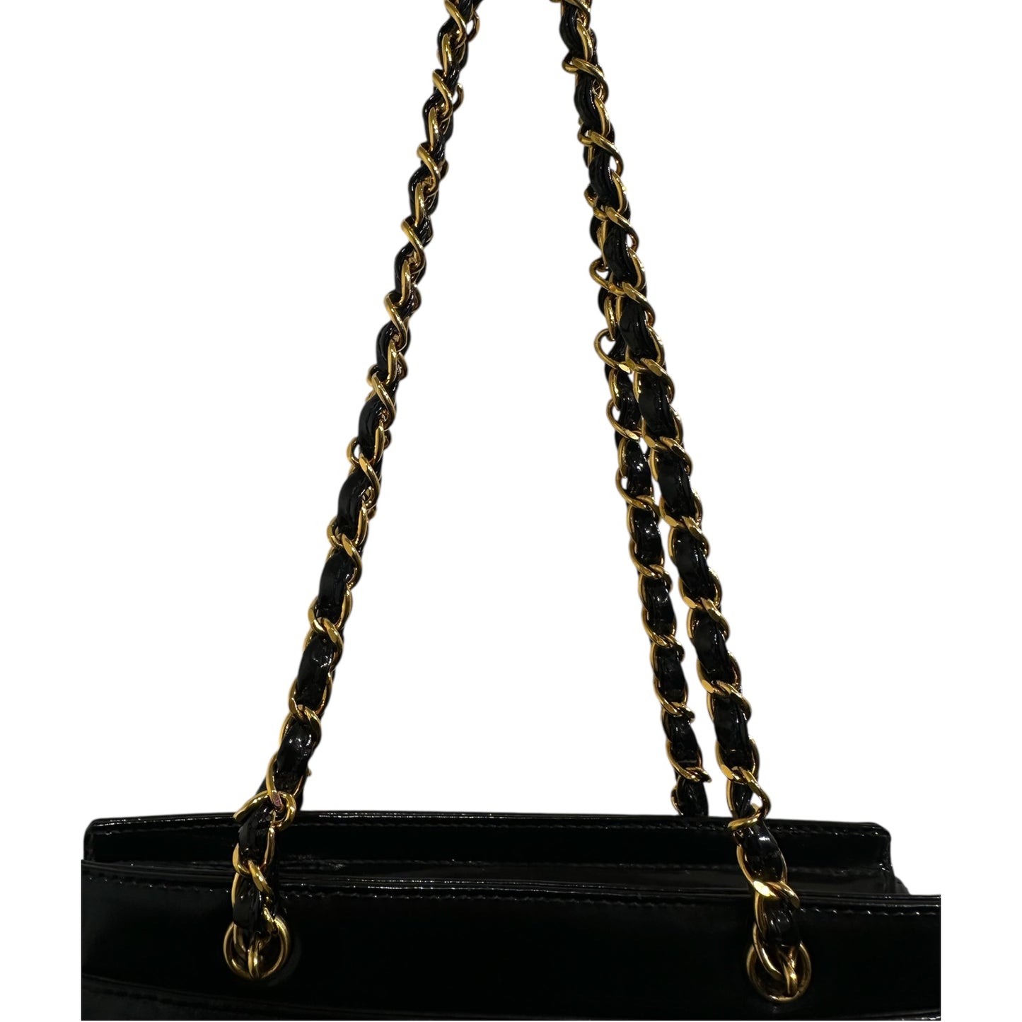 1980s Chanel Black Patent Leather 24K Gold Plated Hardware tote from Karl Lagerfeld era. ***SOLD***