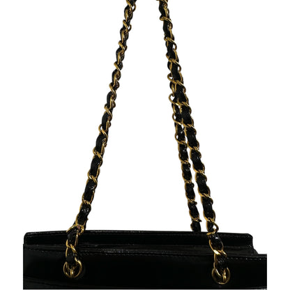 1980s Chanel Black Patent Leather 24K Gold Plated Hardware tote from Karl Lagerfeld era. ***SOLD***