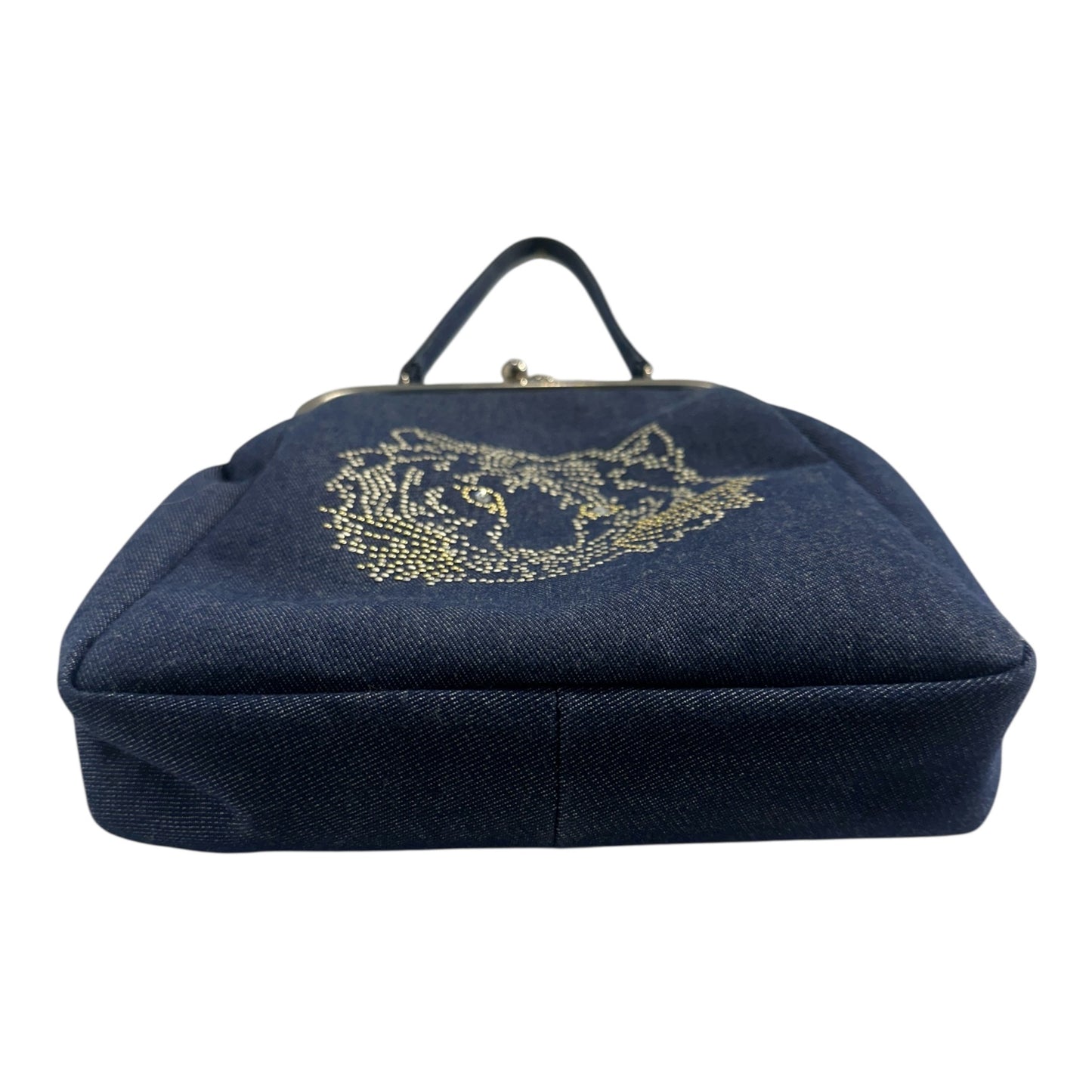 2000s Chloe Denim Kisslock purse with sequin Tiger Head from the Phoebe Philo Era. **SOLD**