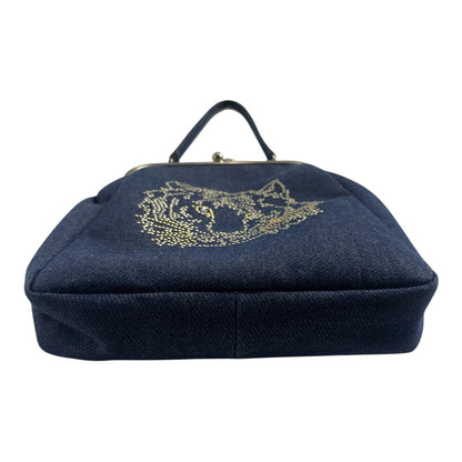 2000s Chloe Denim Kisslock purse with sequin Tiger Head from the Phoebe Philo Era. **SOLD**