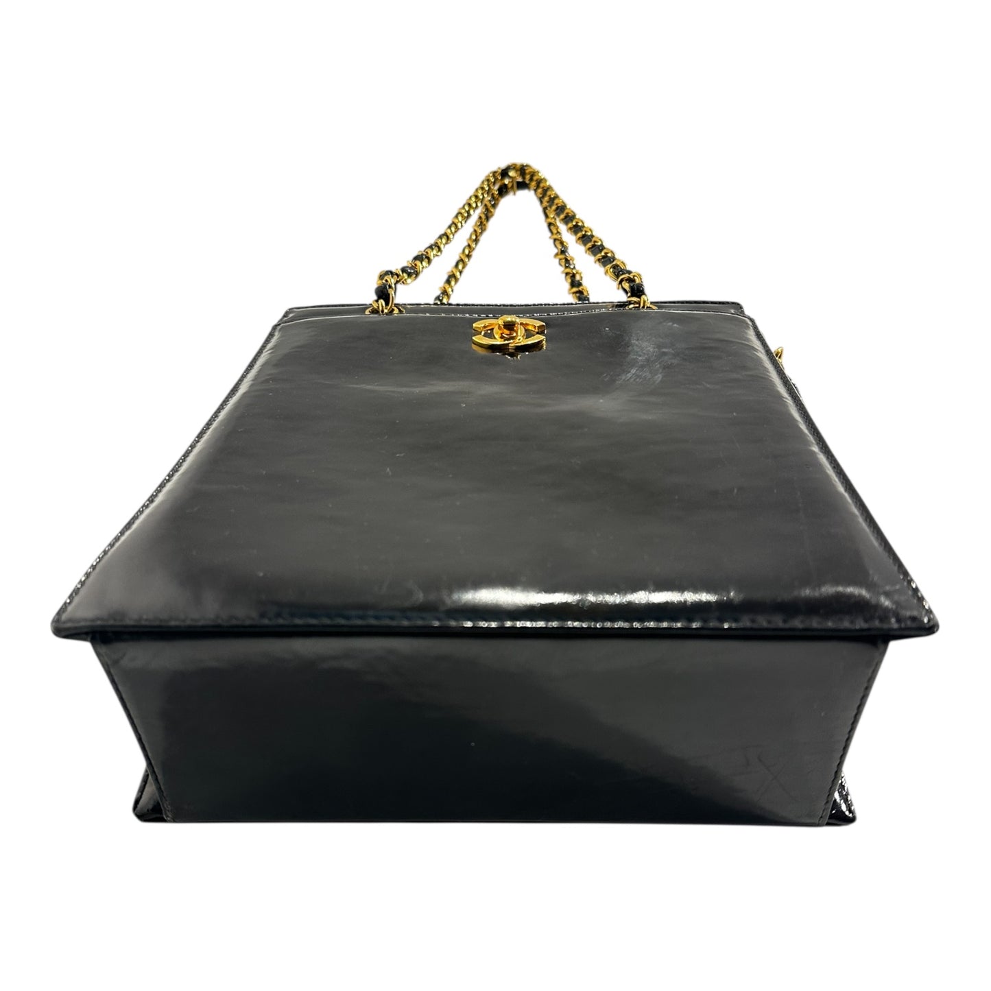1980s Chanel Black Patent Leather 24K Gold Plated Hardware tote from Karl Lagerfeld era. ***SOLD***