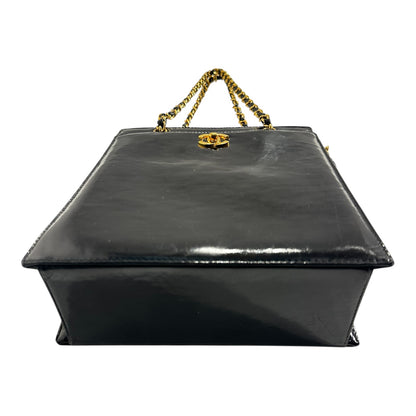 1980s Chanel Black Patent Leather 24K Gold Plated Hardware tote from Karl Lagerfeld era. ***SOLD***