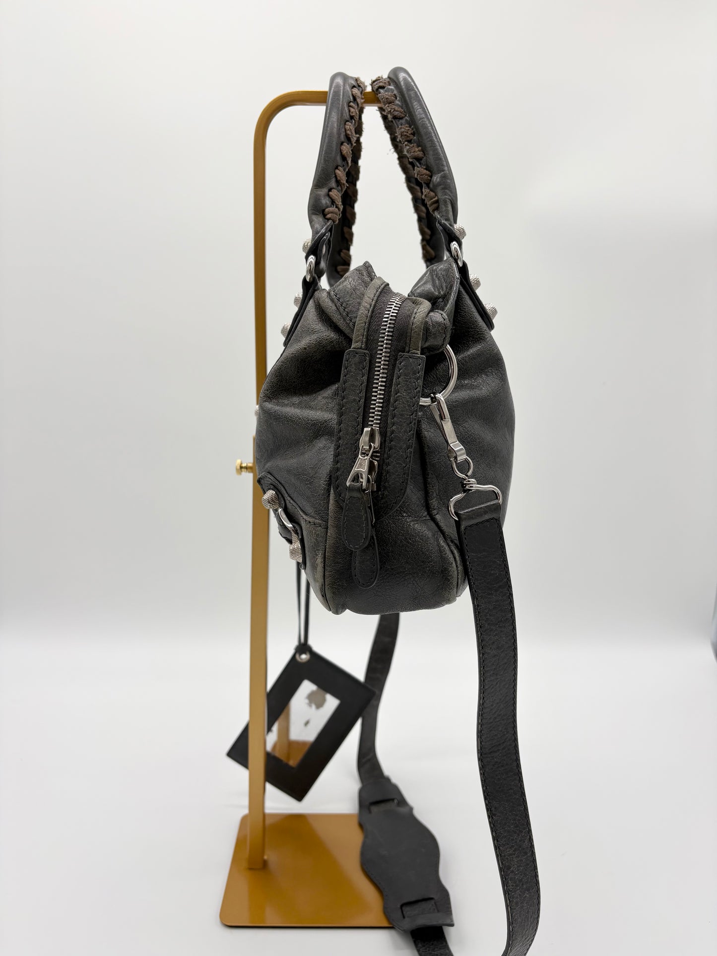 Balenciaga Grey Leather City Bag small with Silver Hardware (strap included)