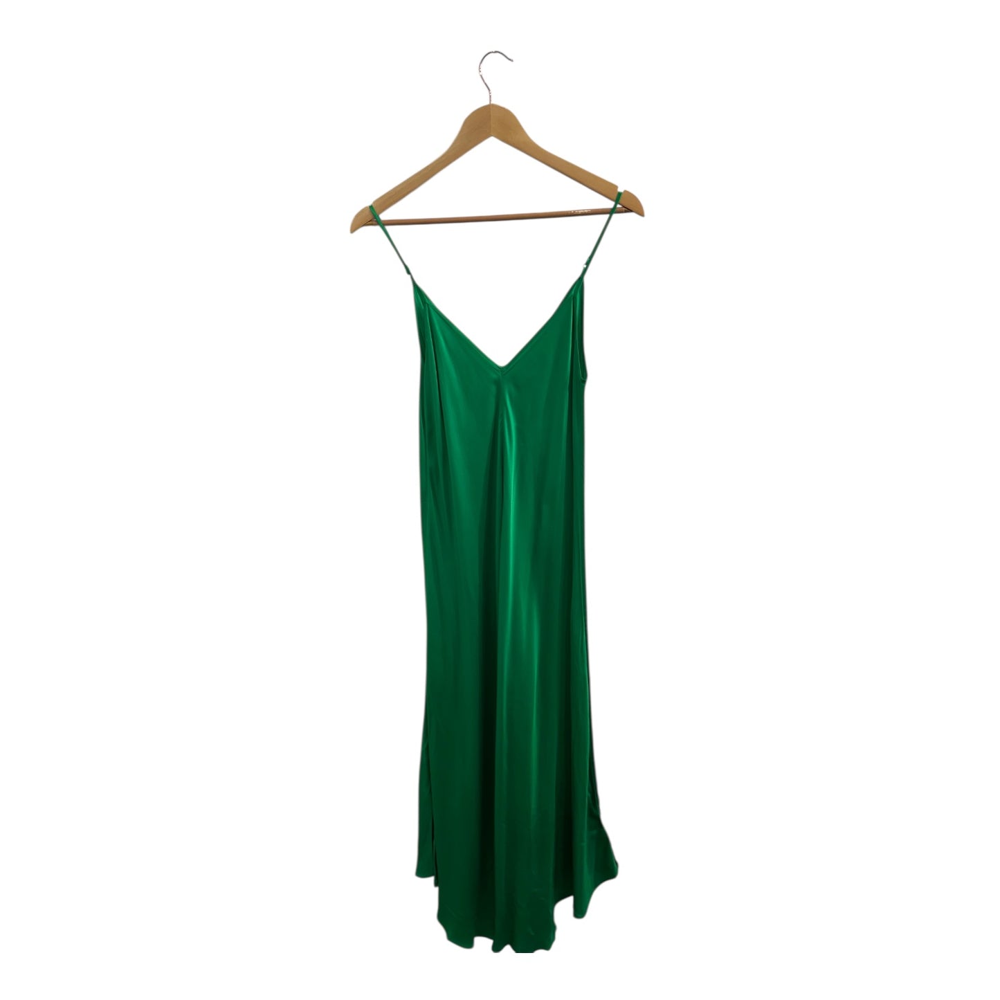 Silk emerald green maxi dress.