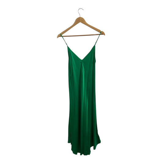 Silk emerald green maxi dress.