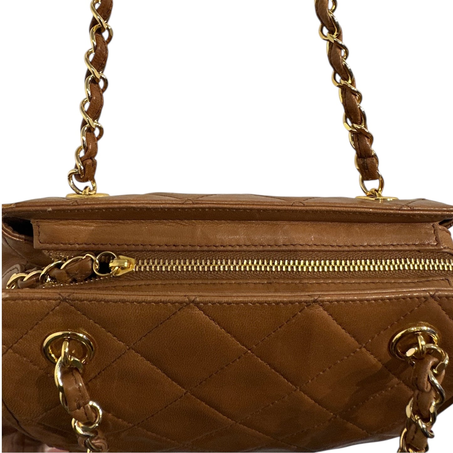 Chanel 1990s Tan Quilted Lambskin Bag with Gold Hardware ***SOLD***