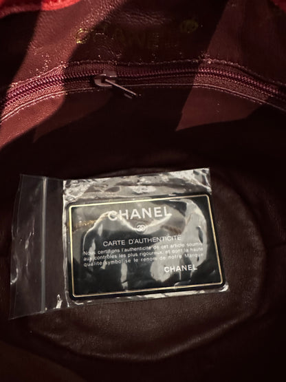 Chanel Red Quilted Lambskin Mini Drawstring Bag with gold hardware