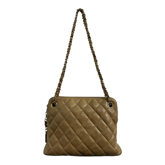 Vintage Chanel Beige Quilted Lambskin shoulder bag with Gold Hardware