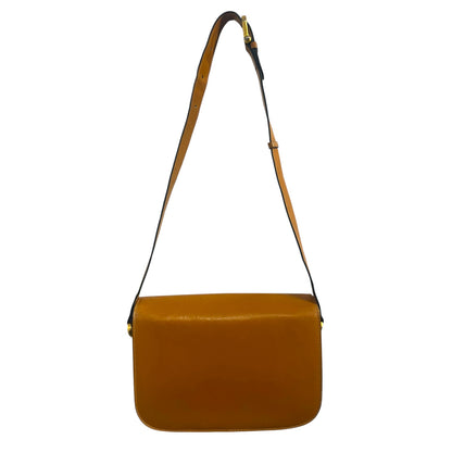 Vintage Celine Tan Leather Shoulder Bag with Gold Hardware.