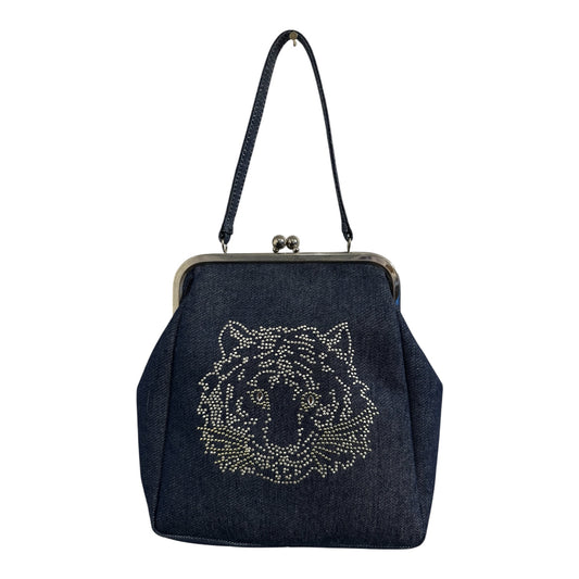 2000s Chloe Denim Kisslock purse with sequin Tiger Head from the Phoebe Philo Era. **SOLD**