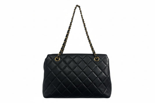 1990s Chanel  Black Caviar Leather shoulder bag