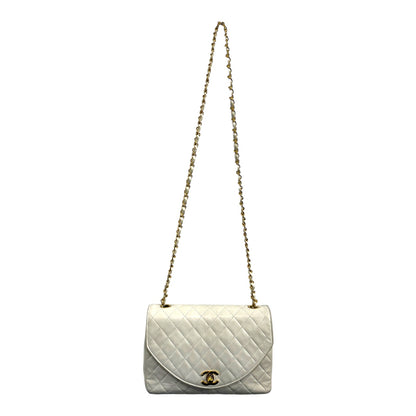 1980s Chanel White Lambskin Diana Flap Bag with 24K gold hardware from Karl Lagerfeld era.***SOLD***